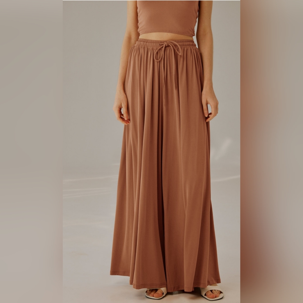 Wide Leg Lounge Pajama Pant in Chestnut Brown